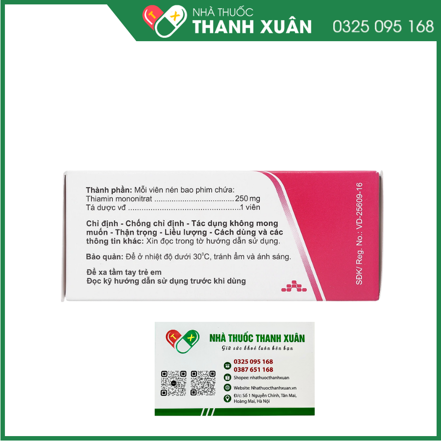 Agivitamin B1 250mg trị thiếu thiamin